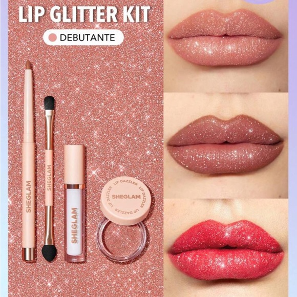 SHEGLAM Lip Dazzler Glitter Kit-Red Carpet Long-Lasting Glitter Lip Gloss - Picture 1 of 15